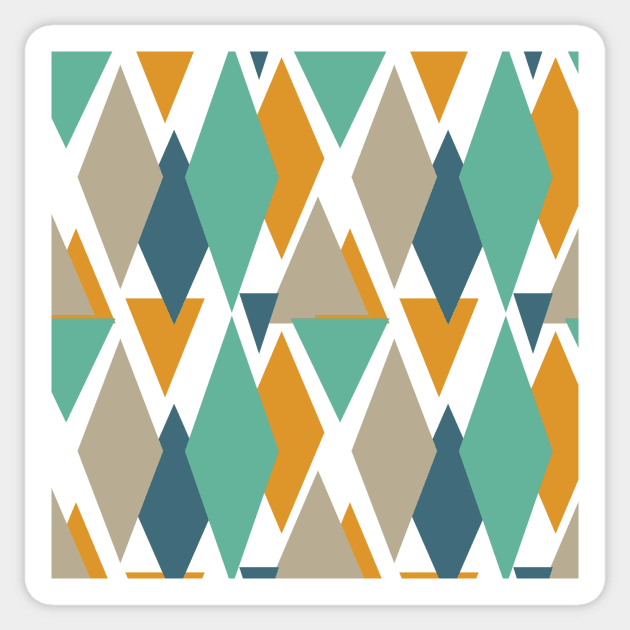 Turquoise Blue Orange Tan Triangles Mid Century Pattern Sticker by OrchardBerry